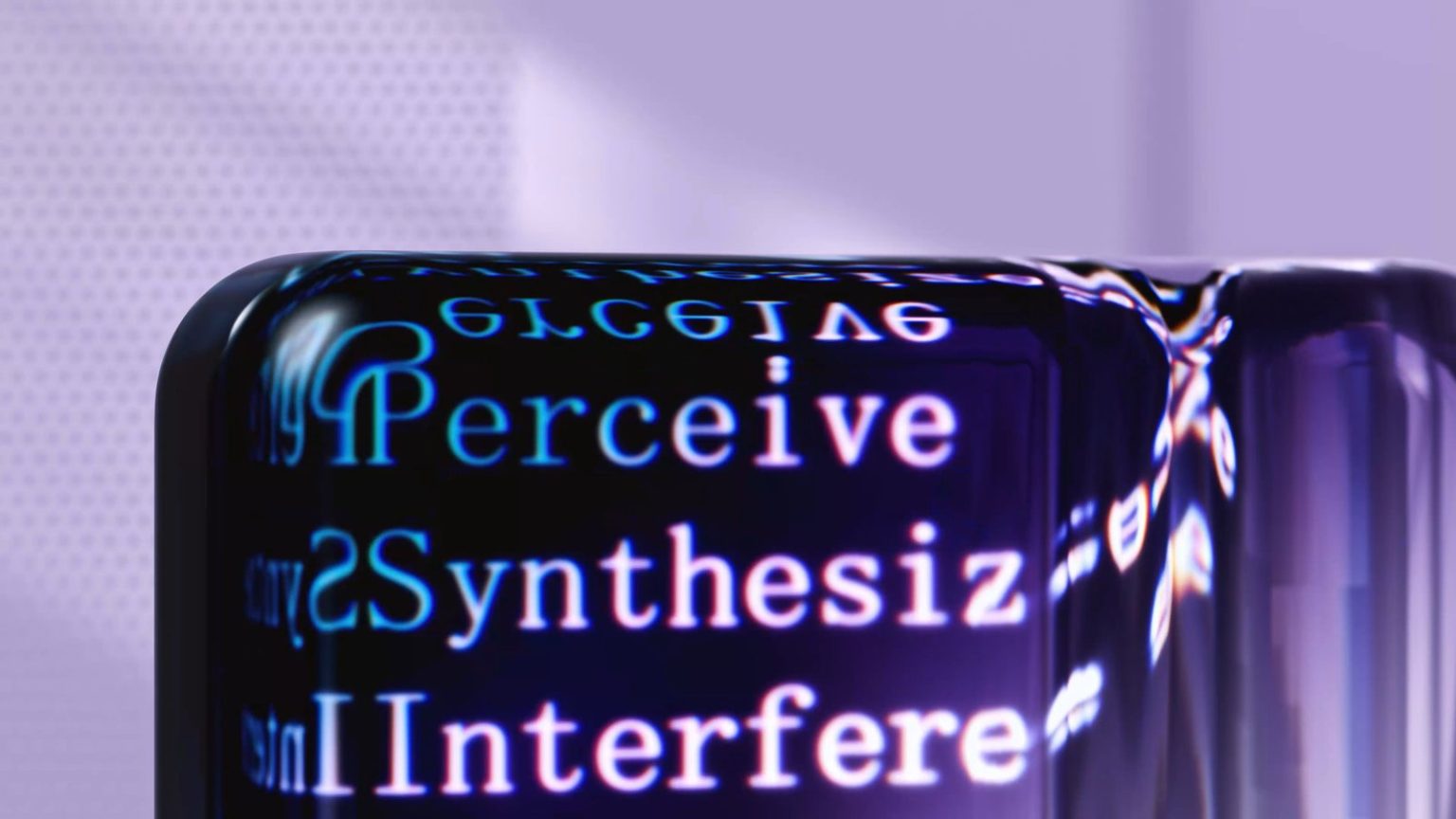 Arte abstrata futurista com elementos digitais e textos sobre inteligência artificial